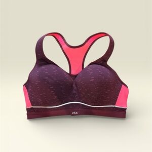 VSX Victoria Secret Pink and Deep Purple Sports Bra Athleisure Sz 38D Workout